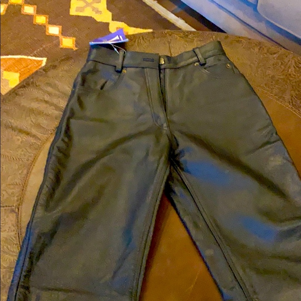 Leather biker pants